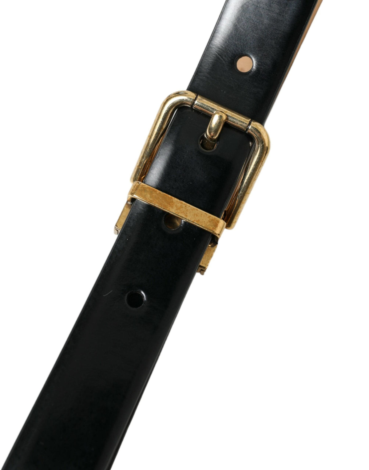 Ceinture élégante en cuir noir Dolce &amp; Gabbana avec boucle à logo