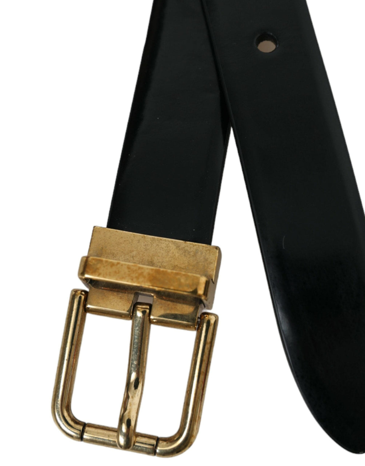 Ceinture élégante en cuir noir Dolce &amp; Gabbana avec boucle à logo