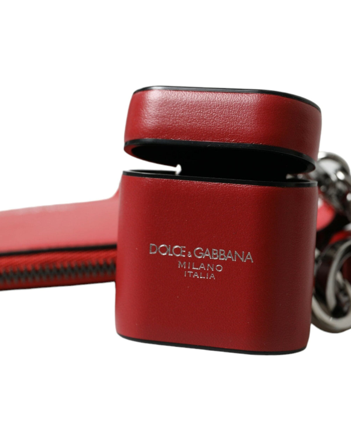 Étui élégant en cuir rouge pour Airpods Dolce &amp; Gabbana