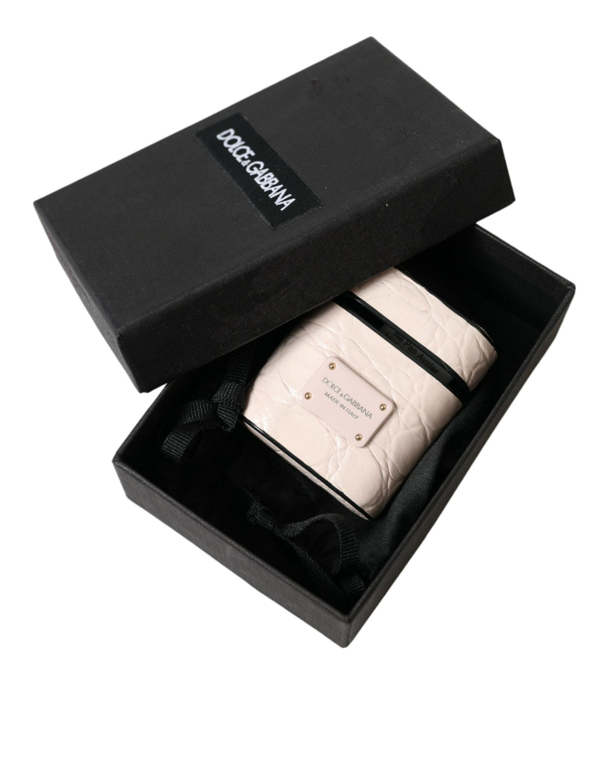 Estuche elegante de cuero rosa claro para Airpods de Dolce &amp; Gabbana