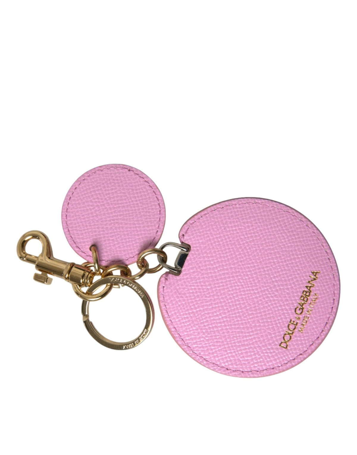 Porte-clés élégant en cuir rose doré Dolce &amp; Gabbana