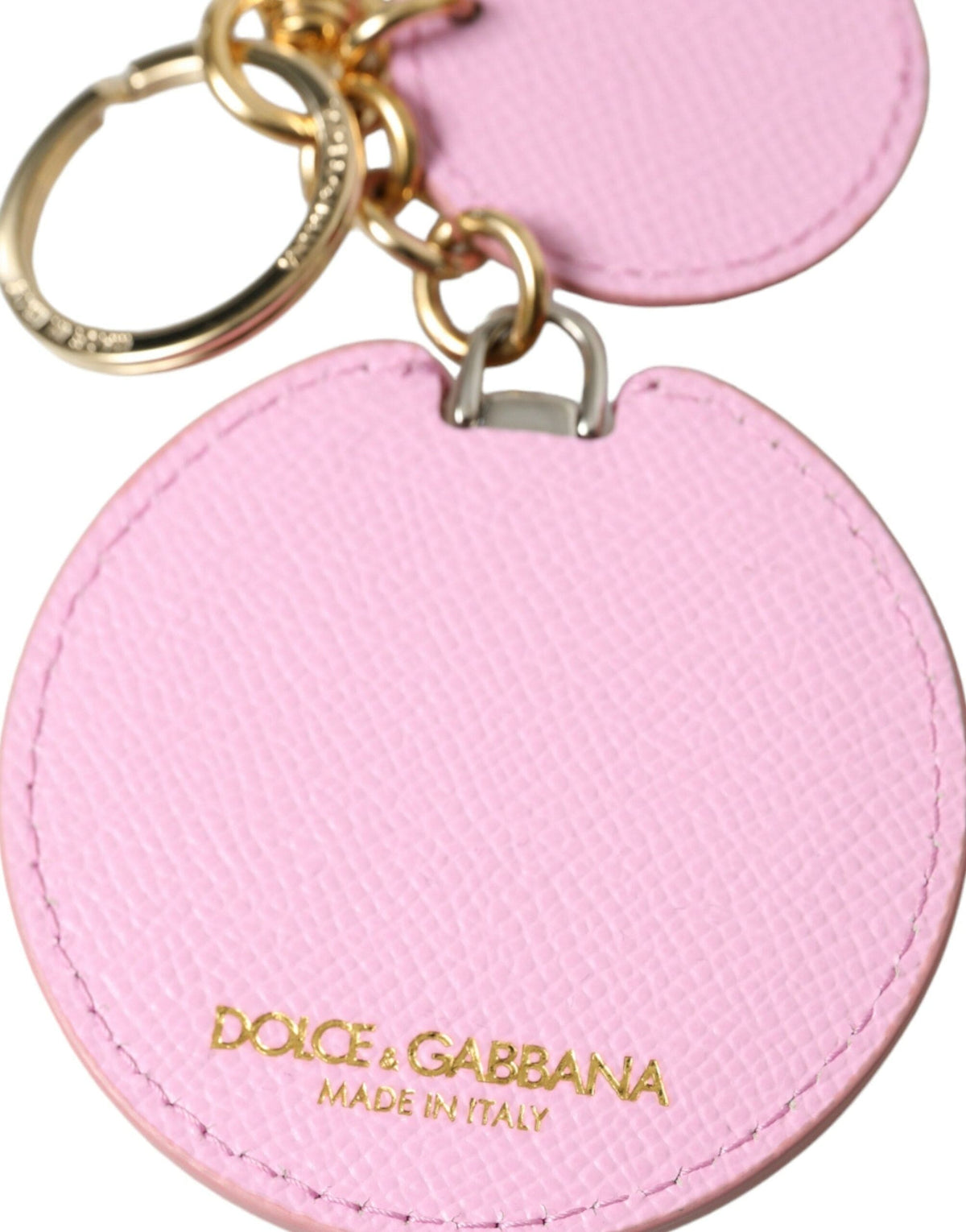 Elegante llavero de cuero dorado rosa de Dolce &amp; Gabbana