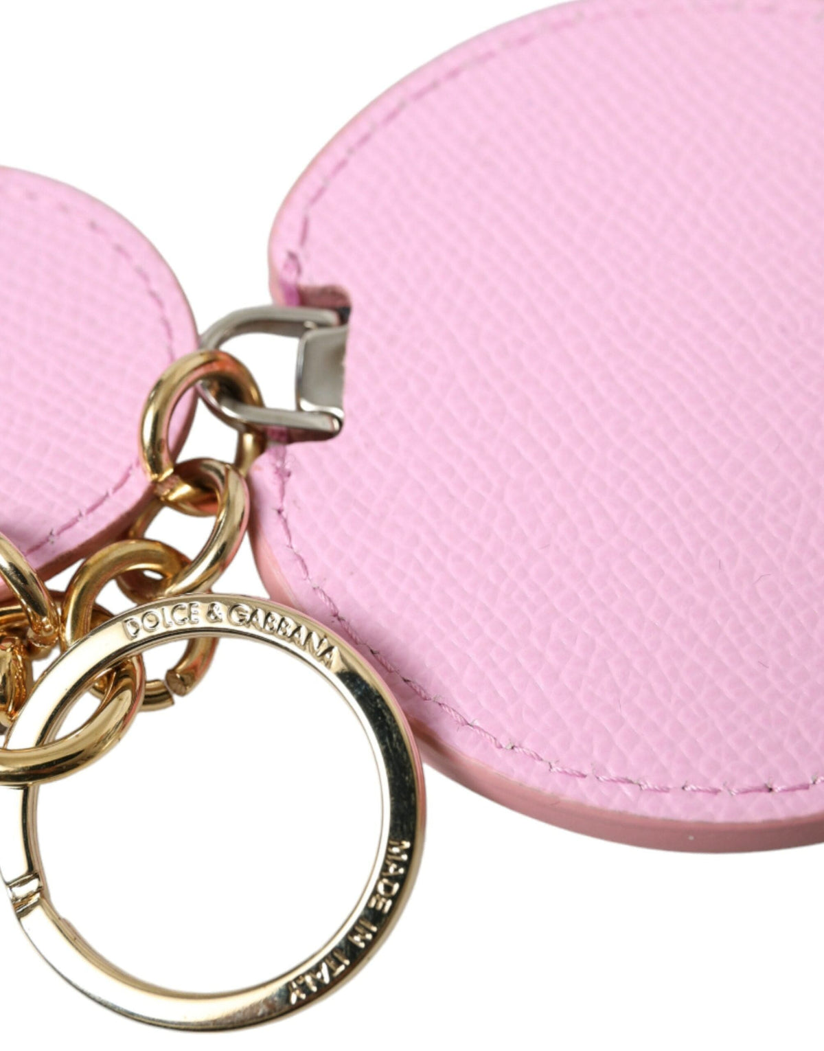 Porte-clés élégant en cuir rose doré Dolce &amp; Gabbana