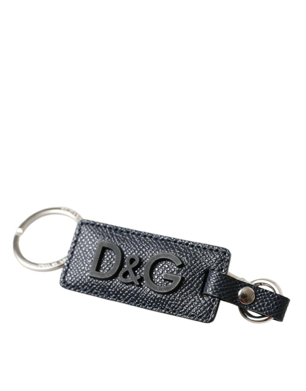 Porte-clés élégant en cuir Dolce &amp; Gabbana en noir et argent