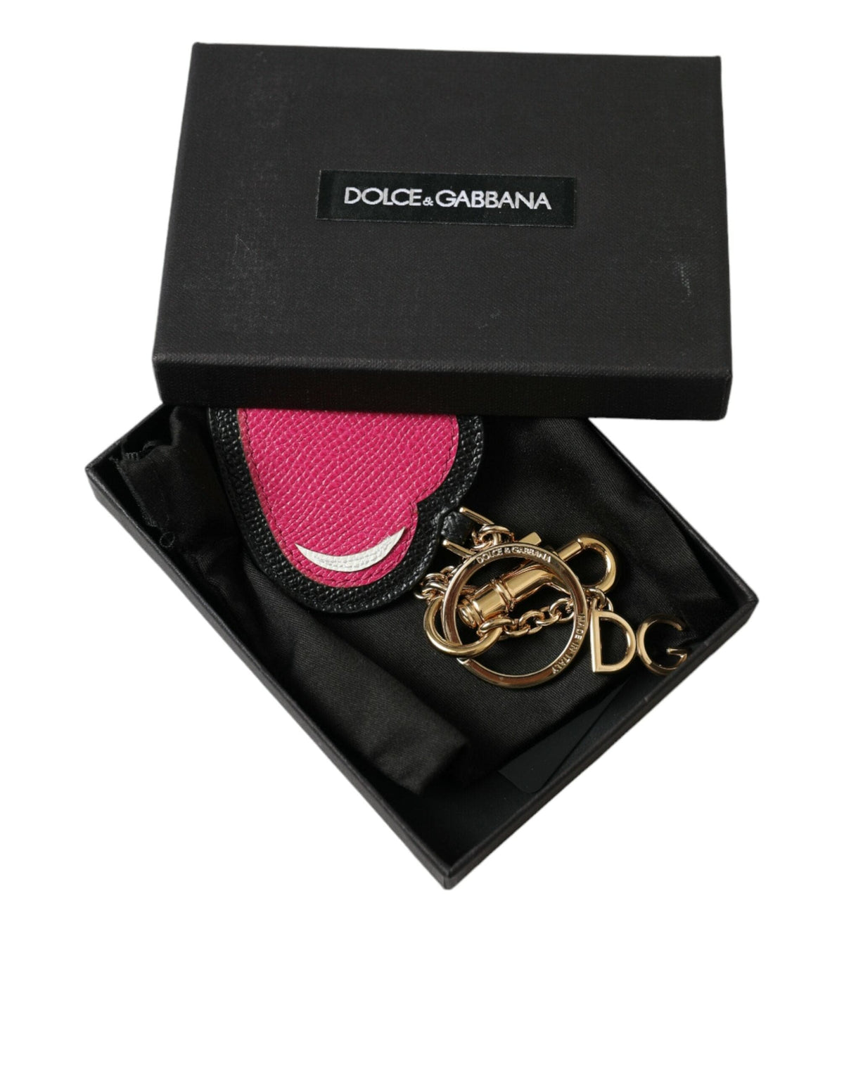 Porte-clés Dolce &amp; Gabbana en cuir doré et rose