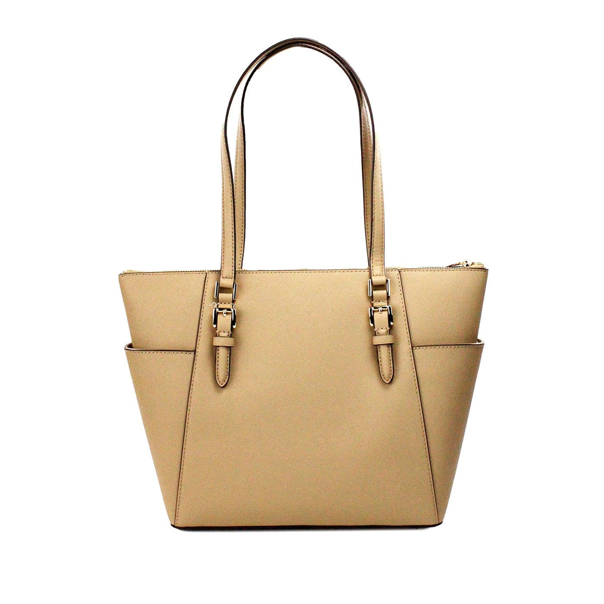 Sac fourre-tout Michael Kors Charlotte Camel en cuir de grande taille avec fermeture éclair sur le dessus