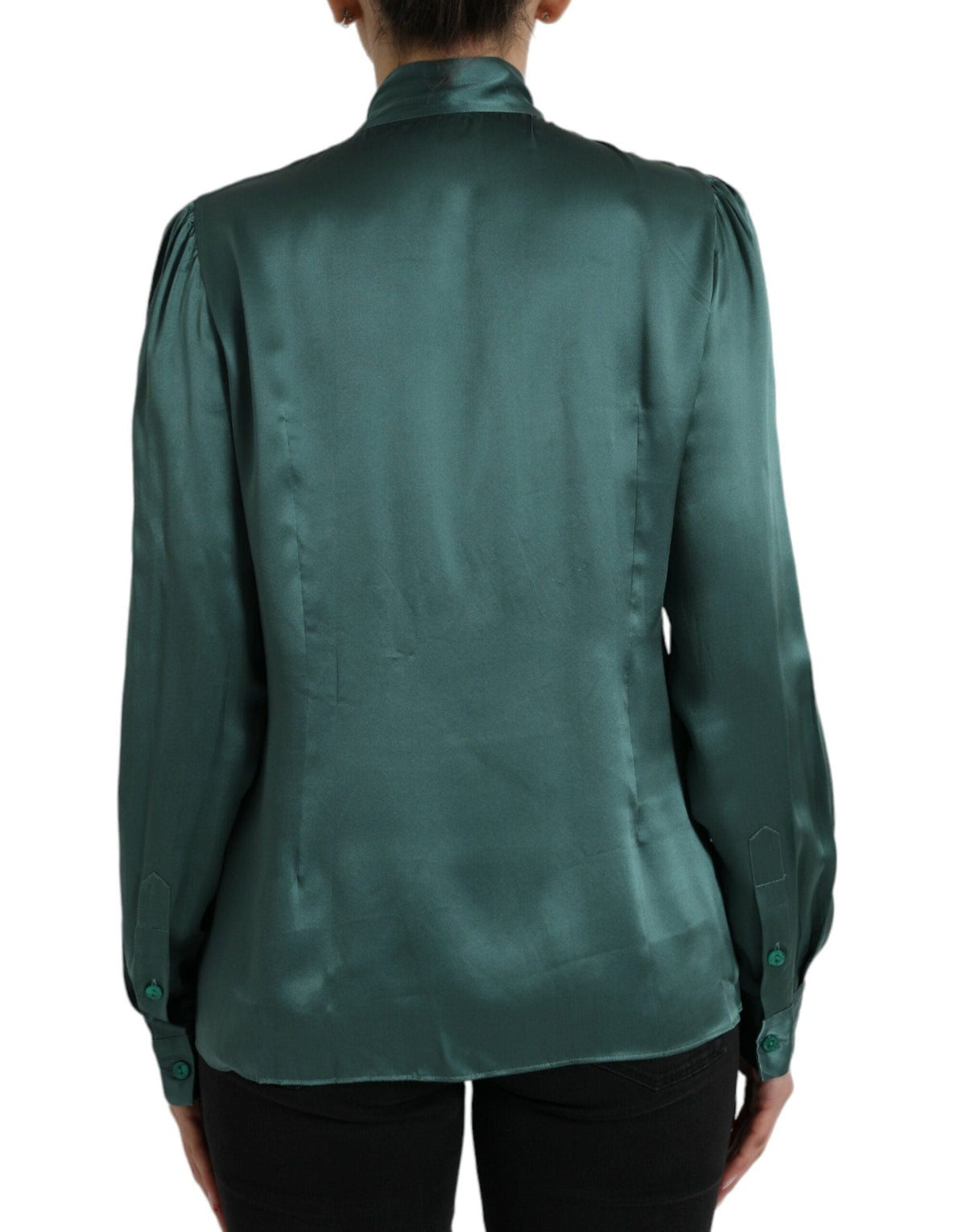 Blusa elegante de seda verde oscuro de Dolce &amp; Gabbana