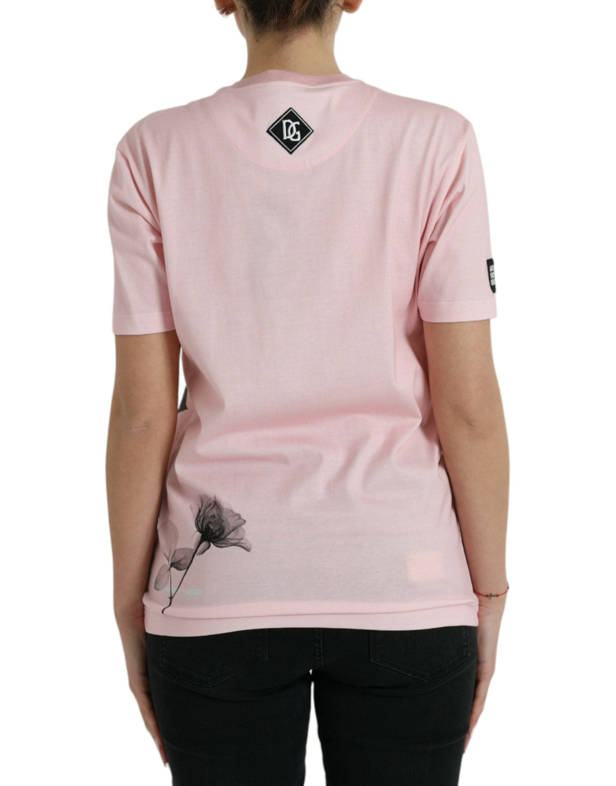 T-shirt en coton à imprimé floral rose chic Dolce &amp; Gabbana