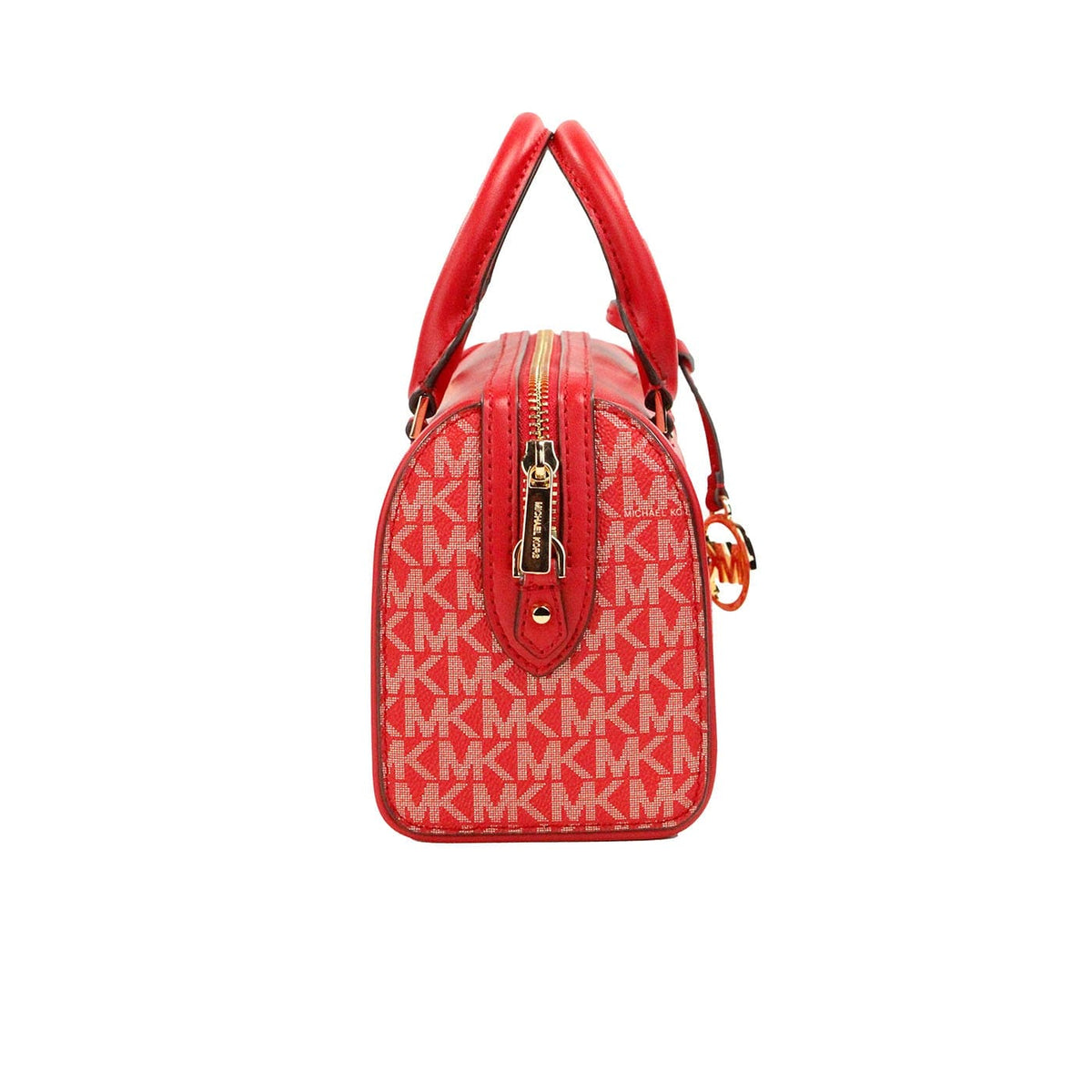 Bolso bandolera de lona de PVC con firma en rojo brillante de Michael Kors Travel XS