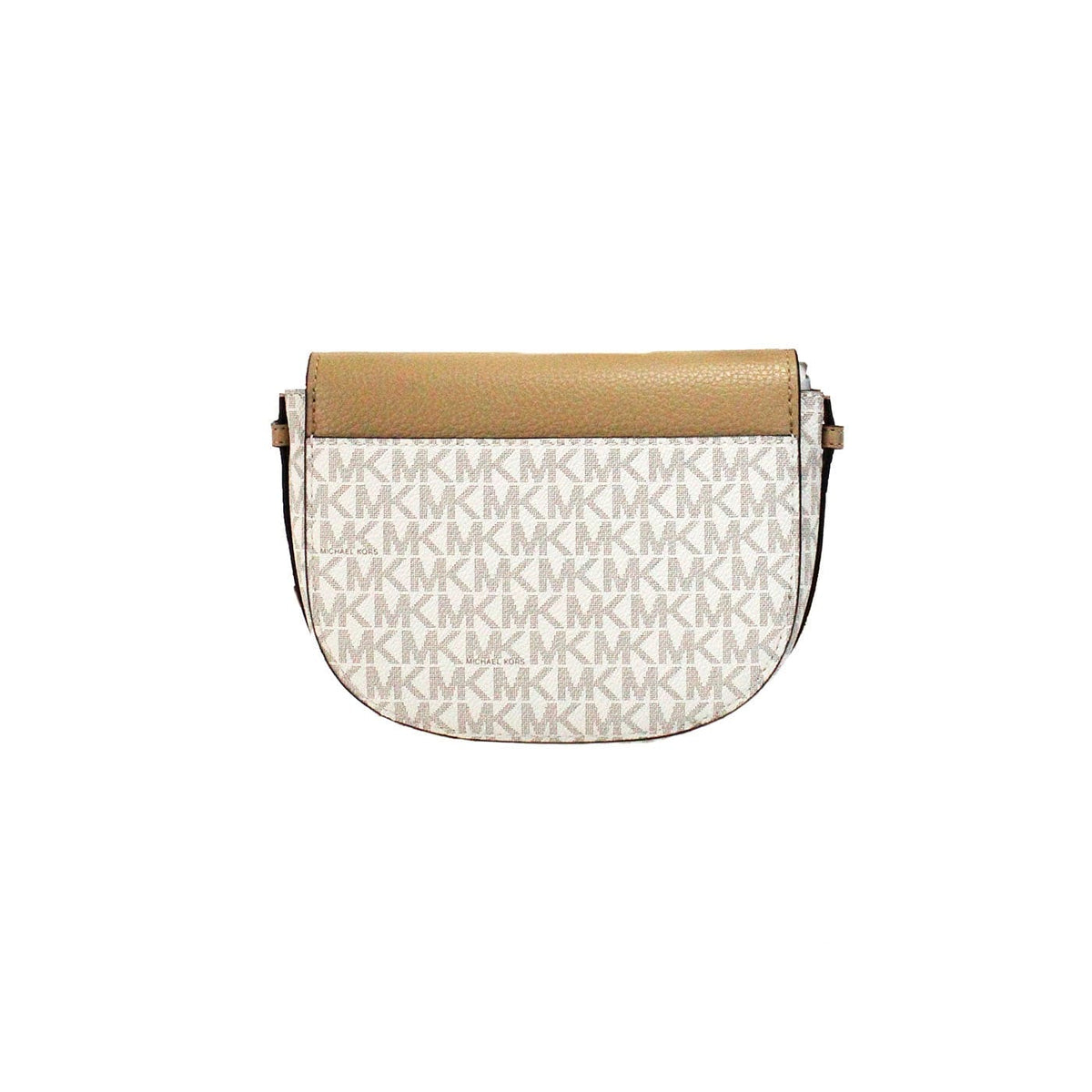 Bolso bandolera con solapa y diseño en PVC Reed Small Camel Signature de Michael Kors