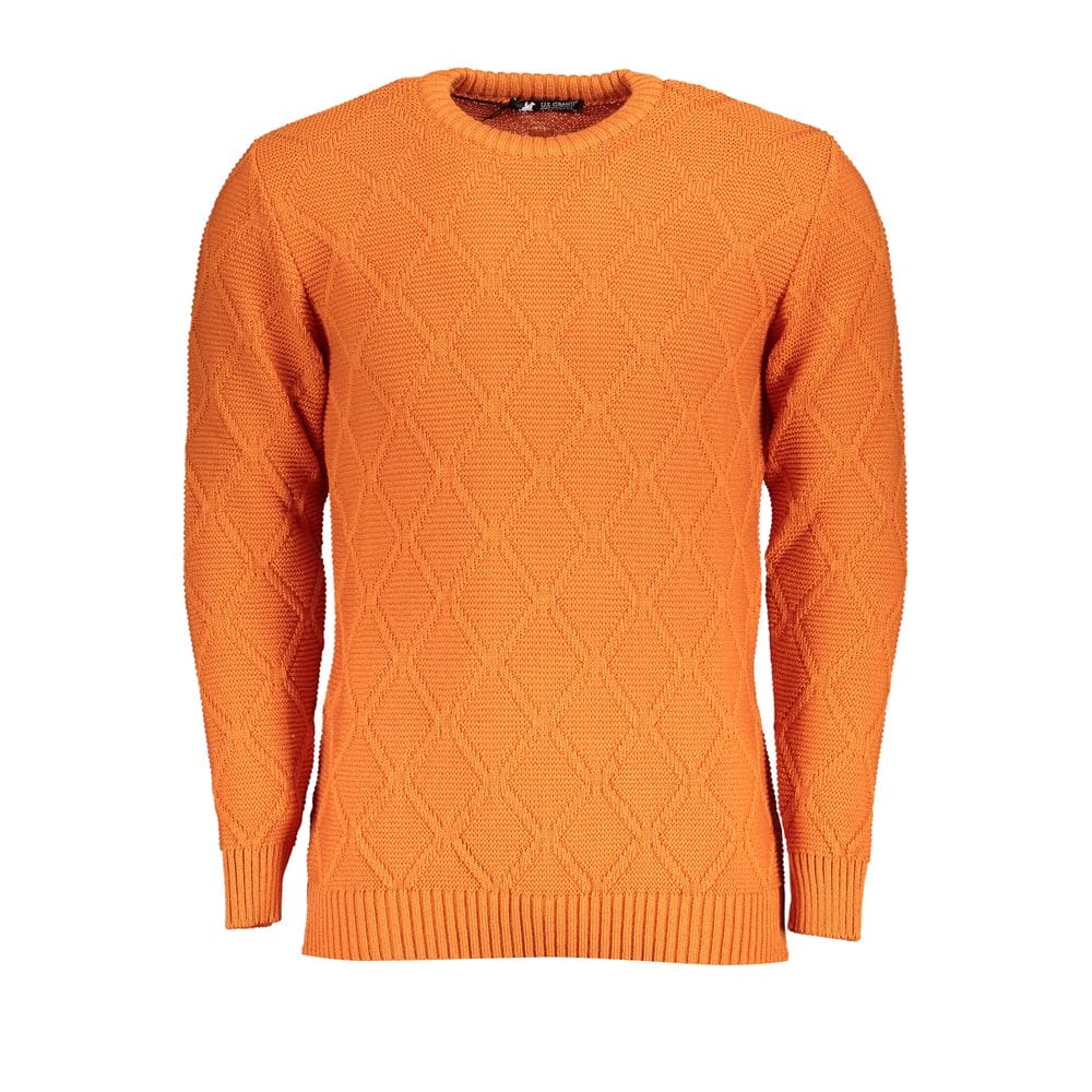 Pull ras du cou à motif losanges orange US Grand Polo