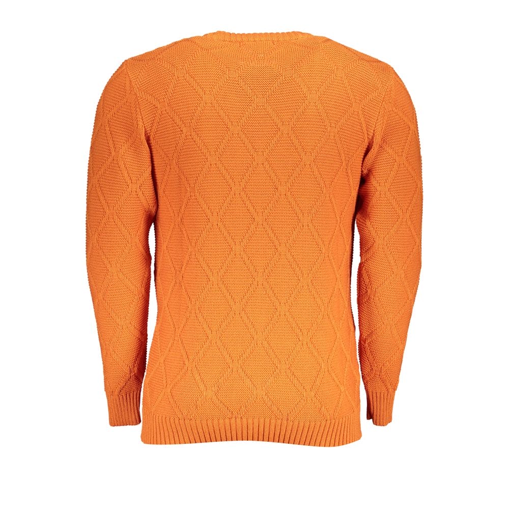 Pull ras du cou à motif losanges orange US Grand Polo