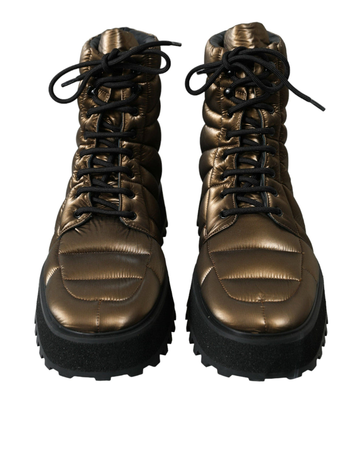 Botas acolchadas con placa de logotipo DG y acabado en bronce de Dolce &amp; Gabbana