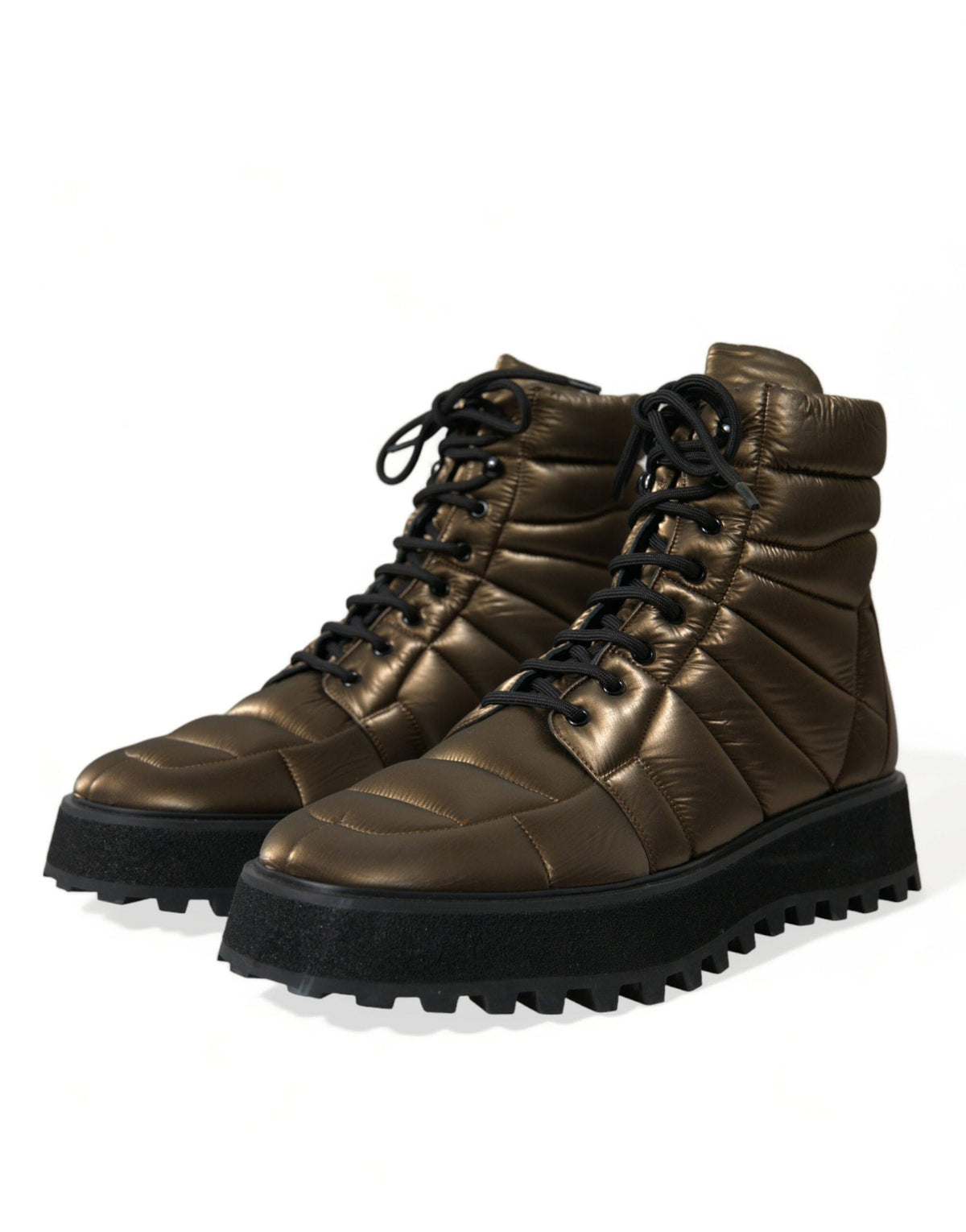 Bottes rembourrées Dolce &amp; Gabbana Bronze Plateau avec plaque logo DG