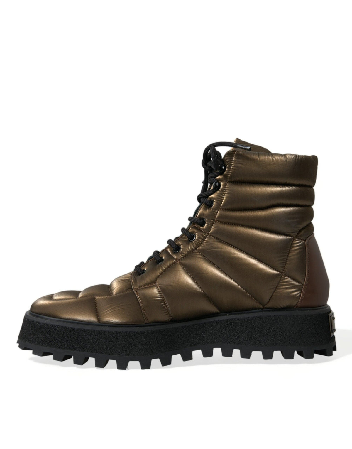 Bottes rembourrées Dolce &amp; Gabbana Bronze Plateau avec plaque logo DG