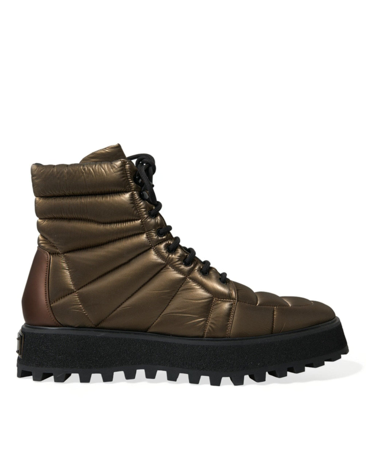 Bottes rembourrées Dolce &amp; Gabbana Bronze Plateau avec plaque logo DG