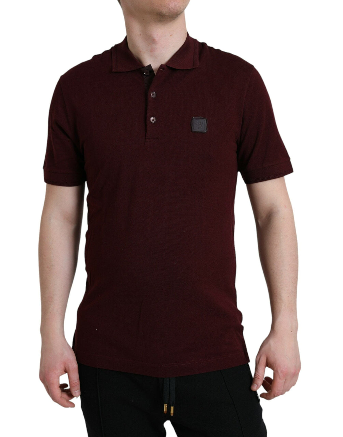 Polo élégant en coton mélangé marron Dolce &amp; Gabbana