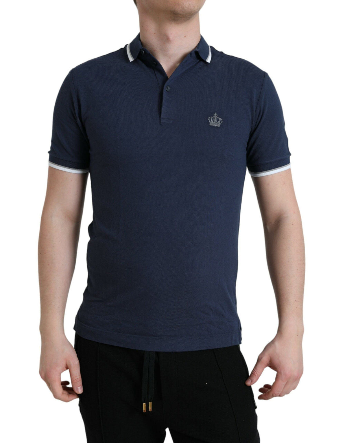 Camiseta polo con bordado de corona elegante de Dolce &amp; Gabbana