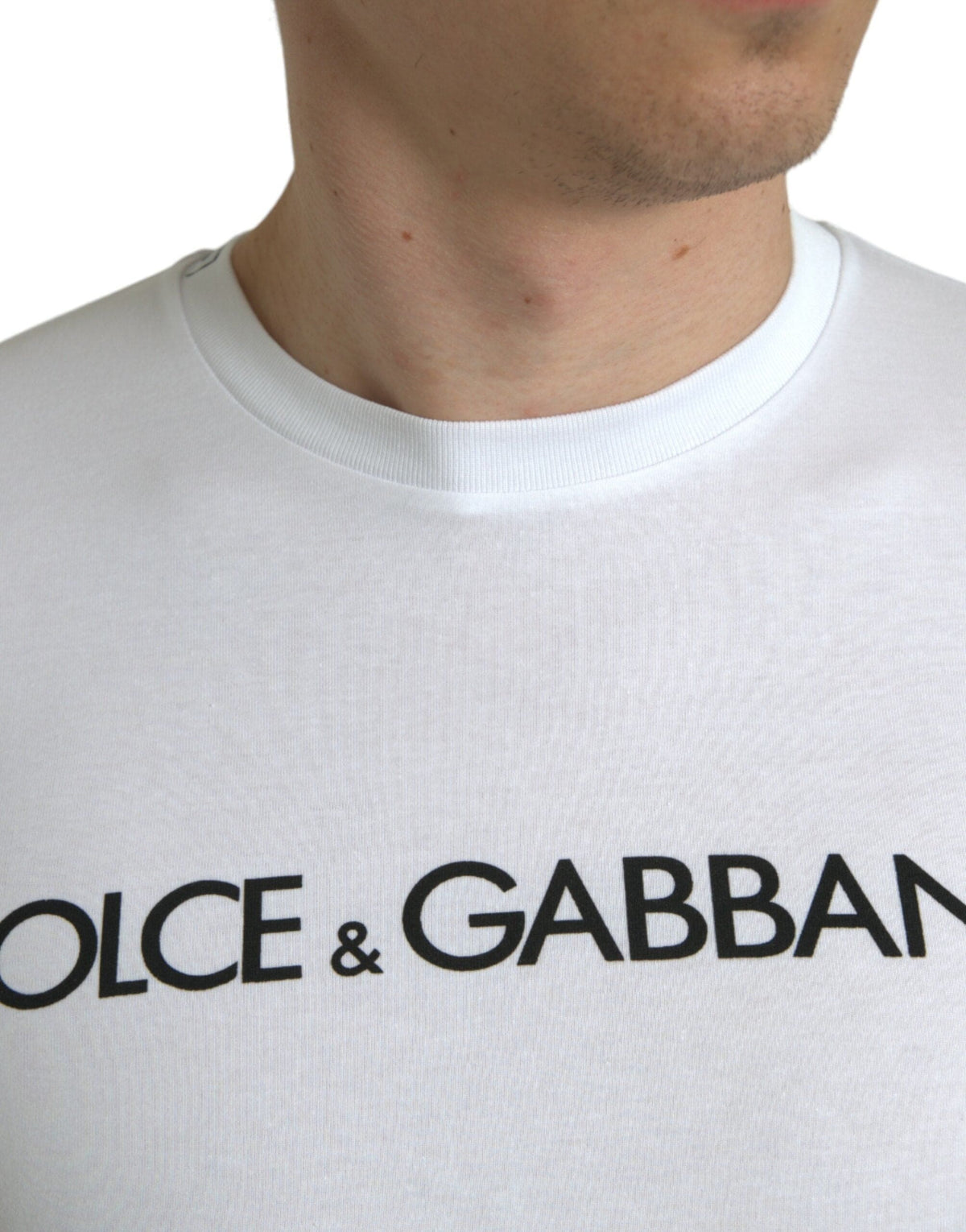 T-shirt ras du cou élégant avec logo blanc Dolce &amp; Gabbana