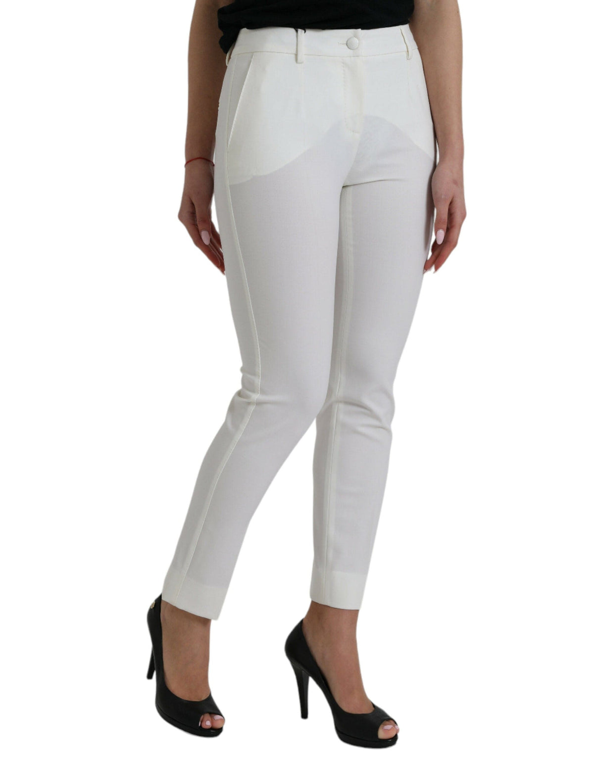 Pantalon fuselé taille moyenne blanc élégant Dolce &amp; Gabbana