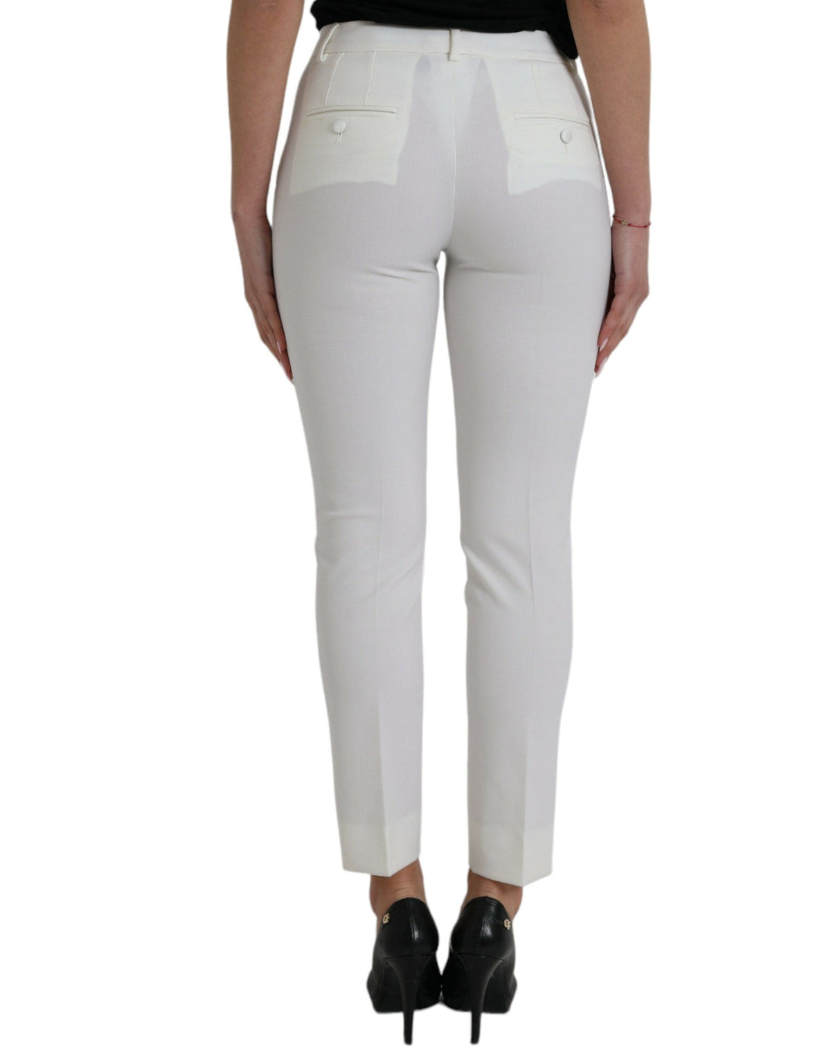 Pantalon fuselé taille moyenne blanc élégant Dolce &amp; Gabbana