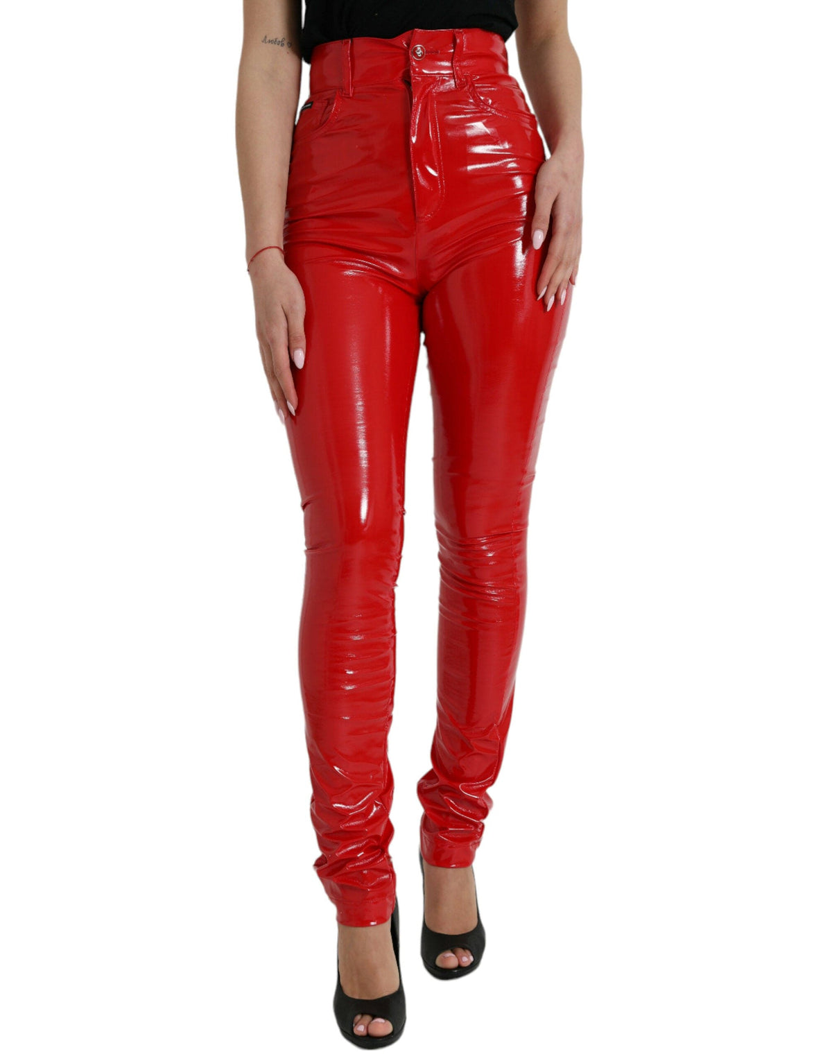 Pantalon skinny taille haute rouge chic Dolce &amp; Gabbana