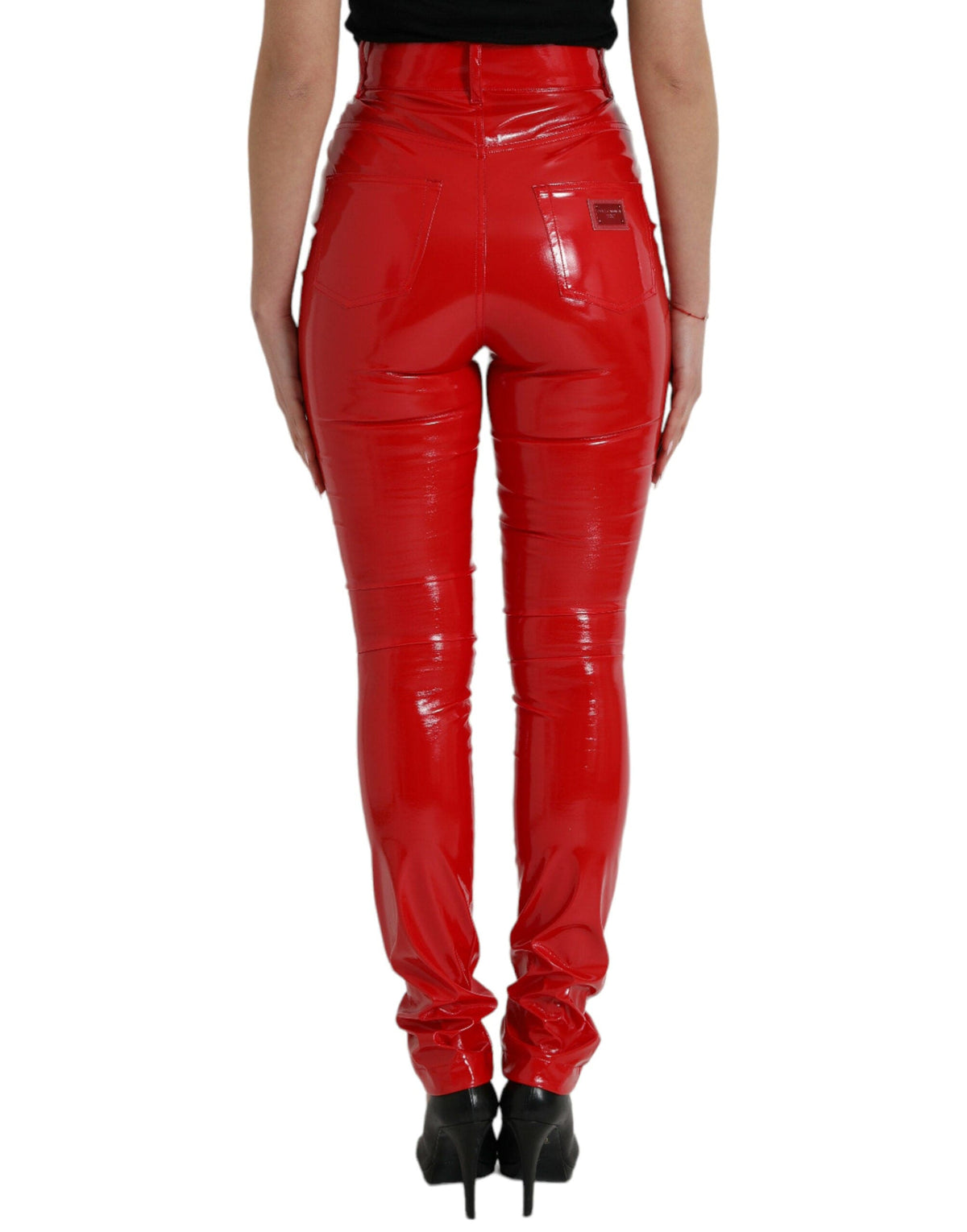 Pantalon skinny taille haute rouge chic Dolce &amp; Gabbana