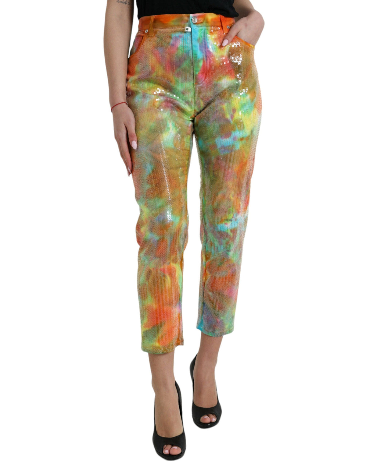 Pantalon court taille haute multicolore Dolce &amp; Gabbana