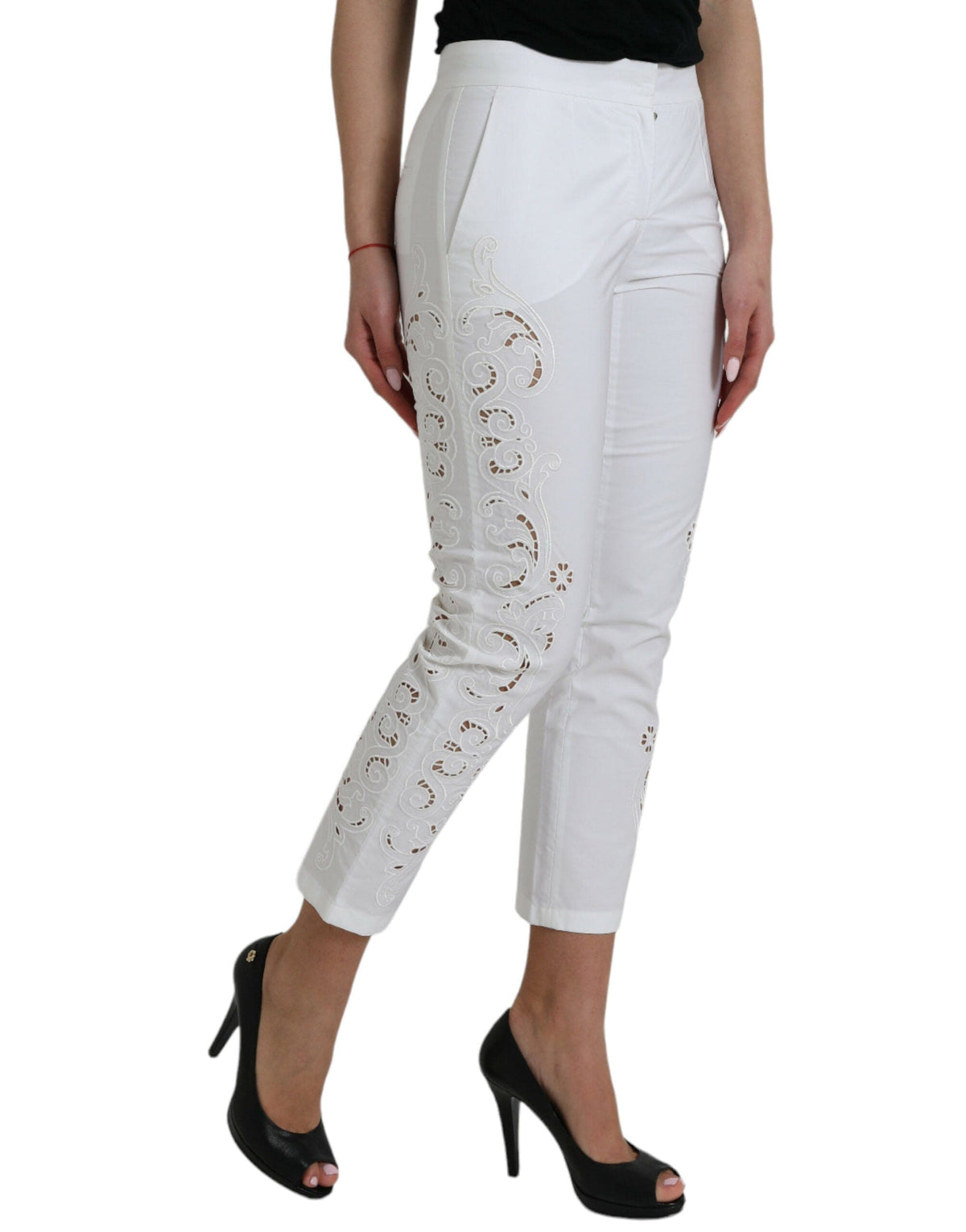 Pantalon taille mi-haut fuselé blanc élégant Dolce &amp; Gabbana