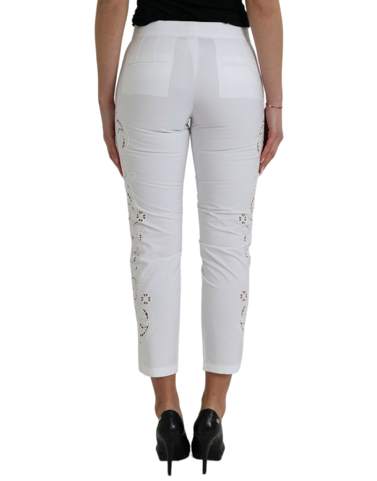 Pantalon taille mi-haut fuselé blanc élégant Dolce &amp; Gabbana