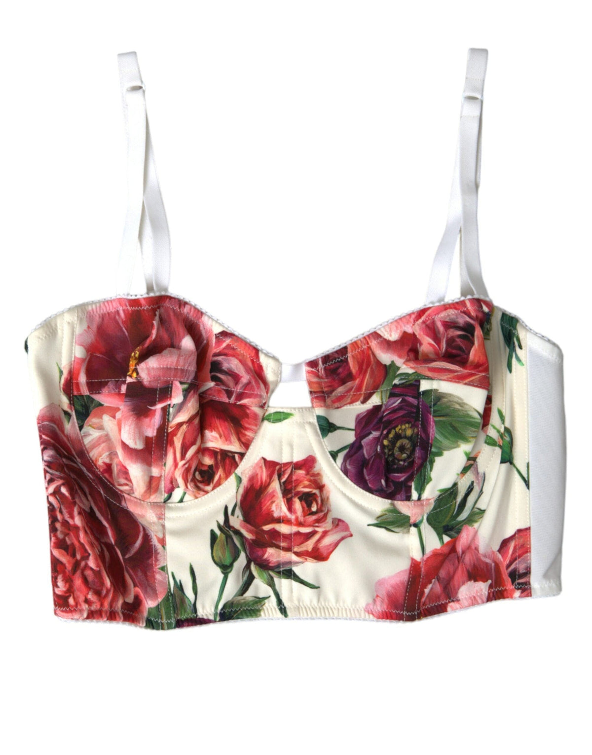 Haut court bustier en soie mélangée fleurie Dolce &amp; Gabbana