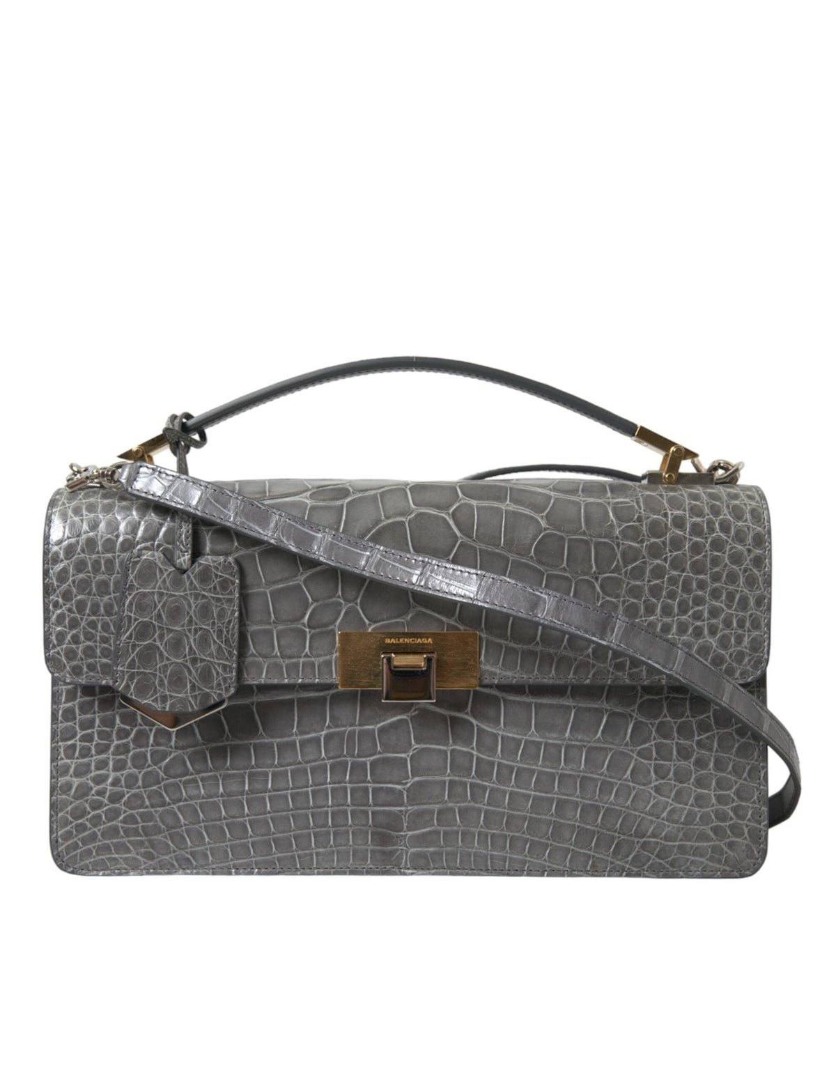 Sac à bandoulière Balenciaga de taille moyenne en cuir d'alligator