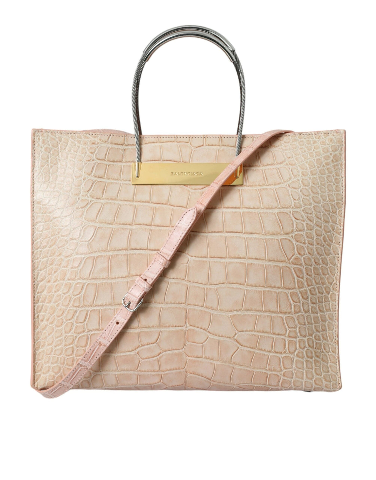 Sac fourre-tout chic en cuir d'alligator rose de Balenciaga