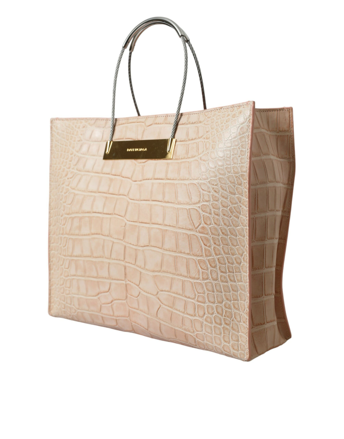 Sac fourre-tout chic en cuir d'alligator rose de Balenciaga