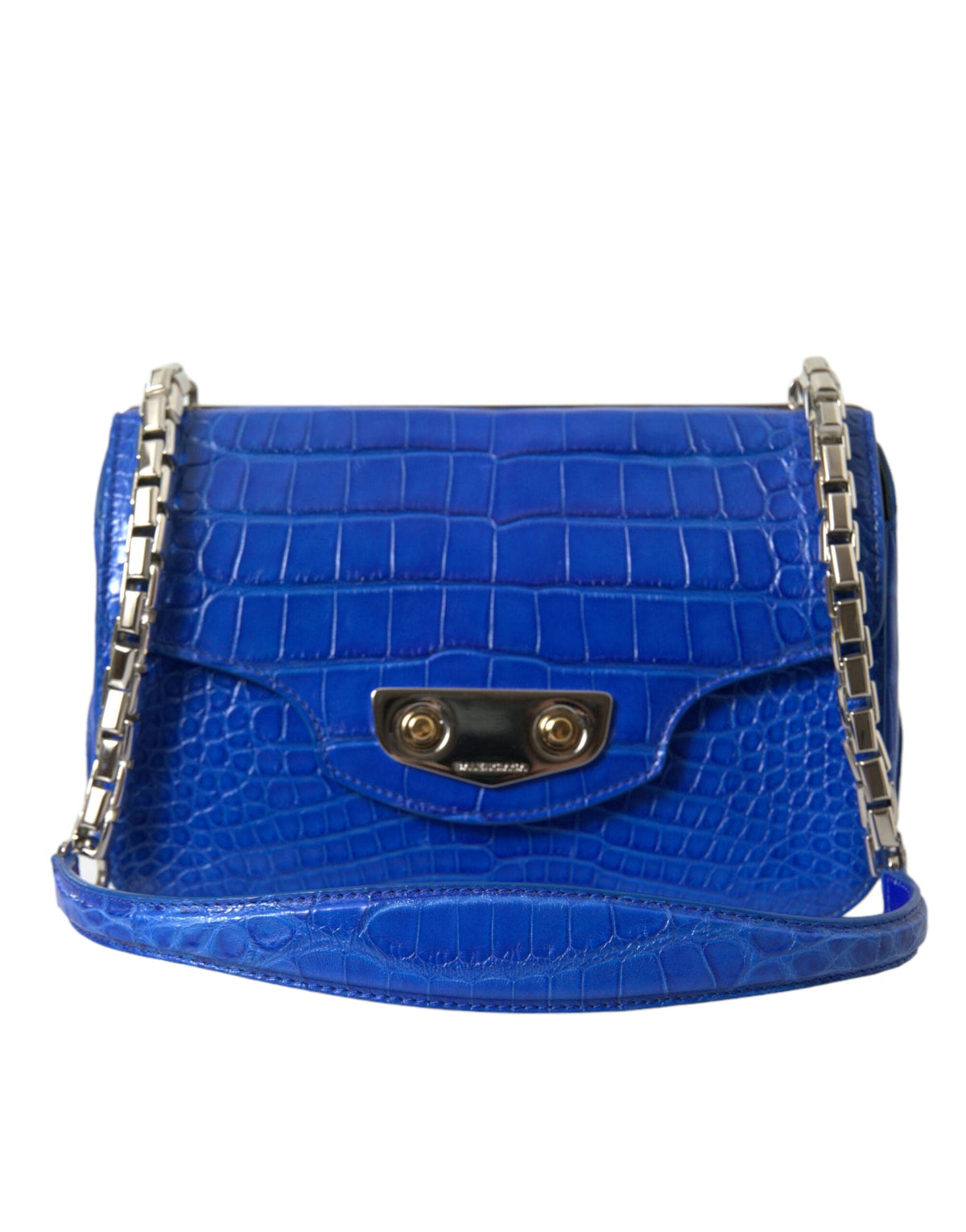 Minibolso de hombro de piel de cocodrilo de Balenciaga: elegante azul