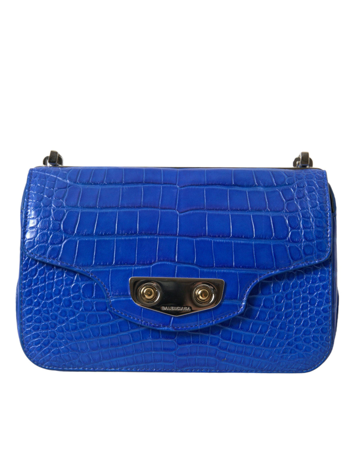 Minibolso de hombro de piel de cocodrilo de Balenciaga: elegante azul