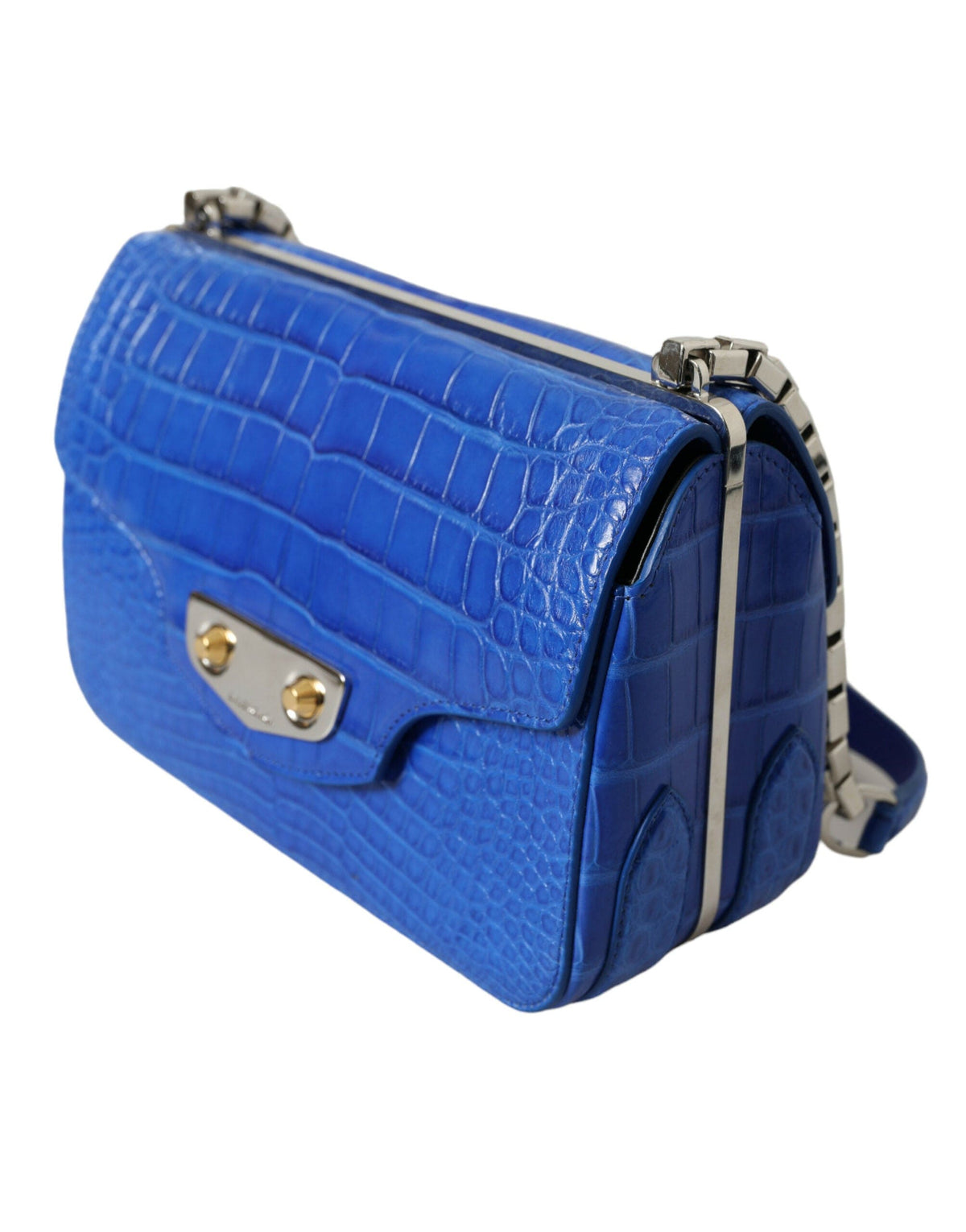 Mini sac à bandoulière en peau d'alligator Balenciaga - Bleu élégant