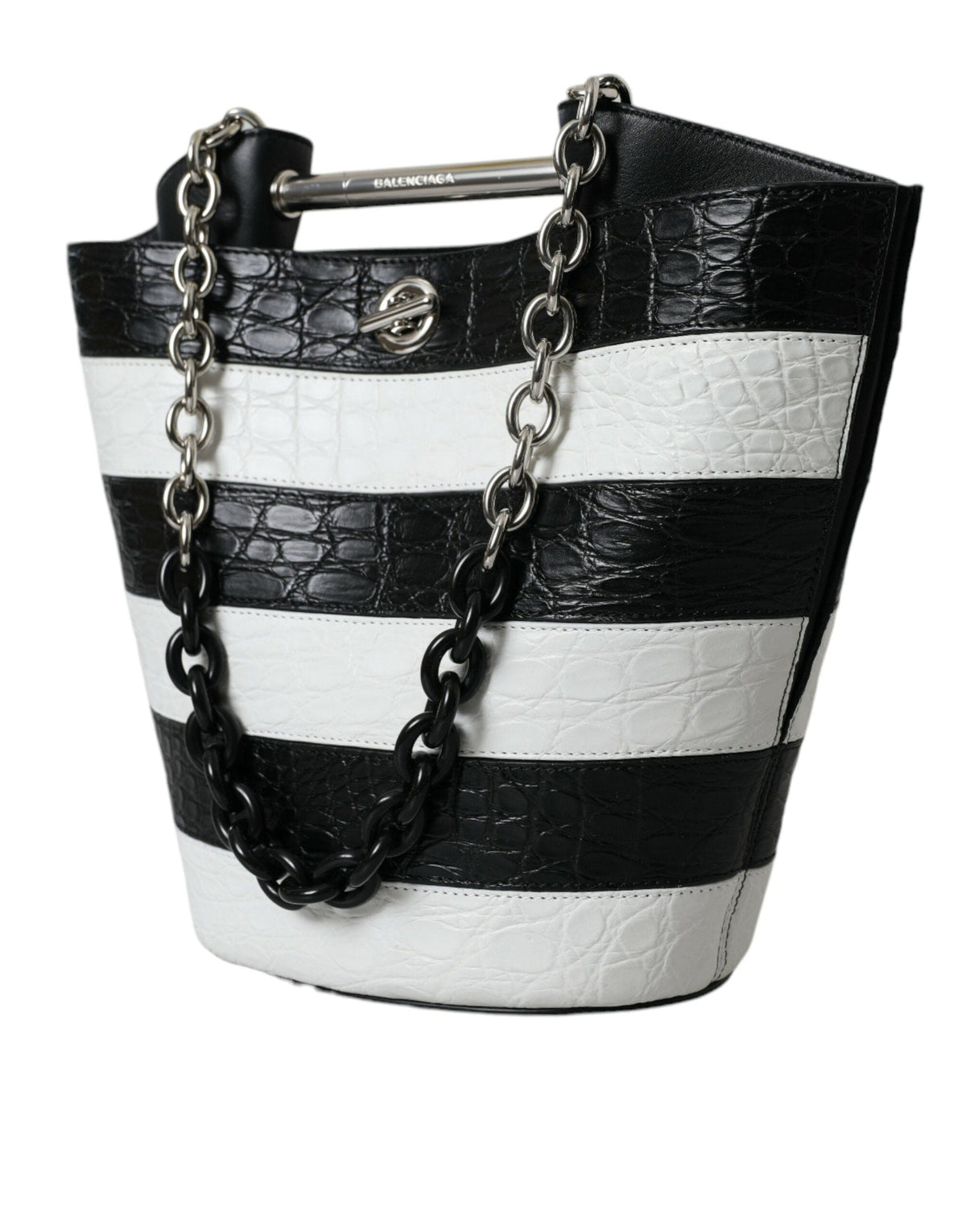 Sac seau maxi en cuir de crocodile chic de Balenciaga