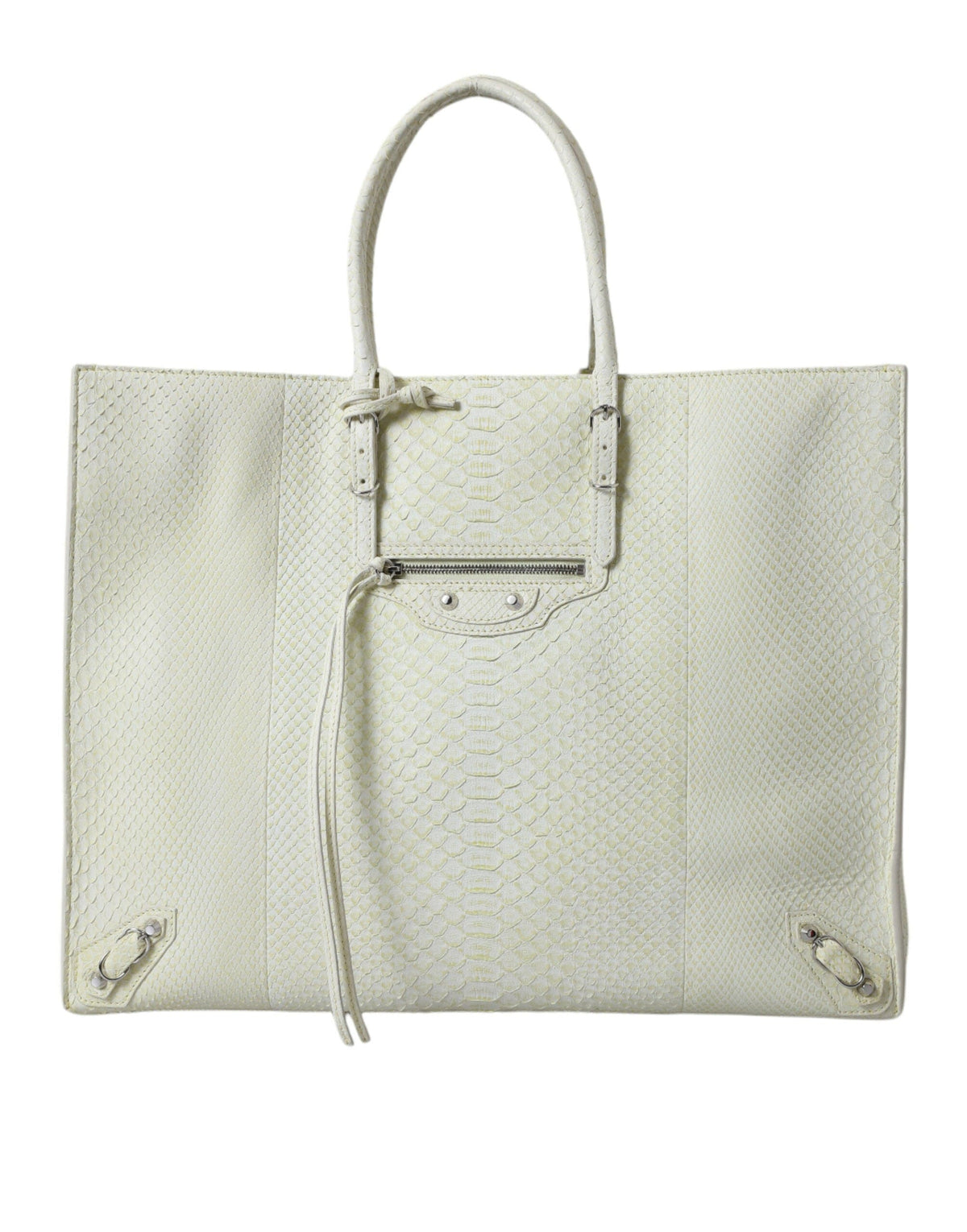 Sac fourre-tout chic en cuir python Balenciaga en blanc et jaune