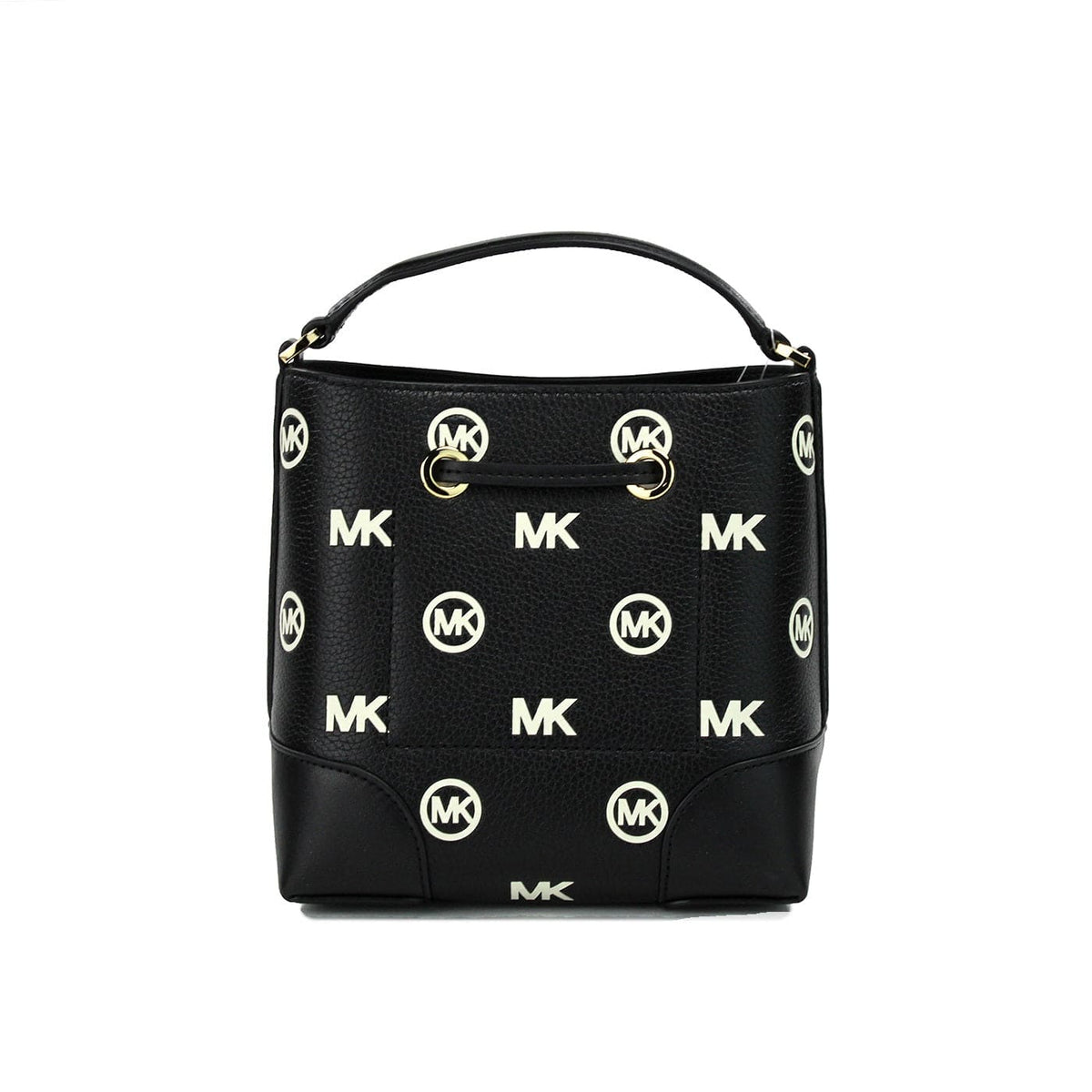 Sac à main Michael Kors Mercer petit modèle noir avec cordon de serrage en relief