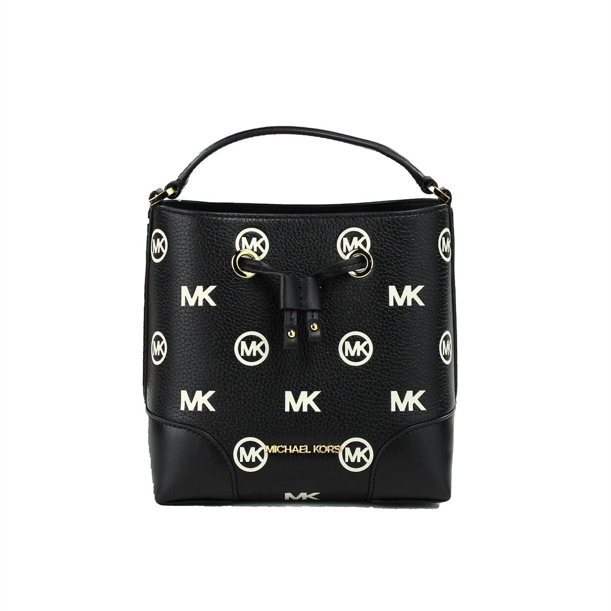 Sac à main Michael Kors Mercer petit modèle noir avec cordon de serrage en relief