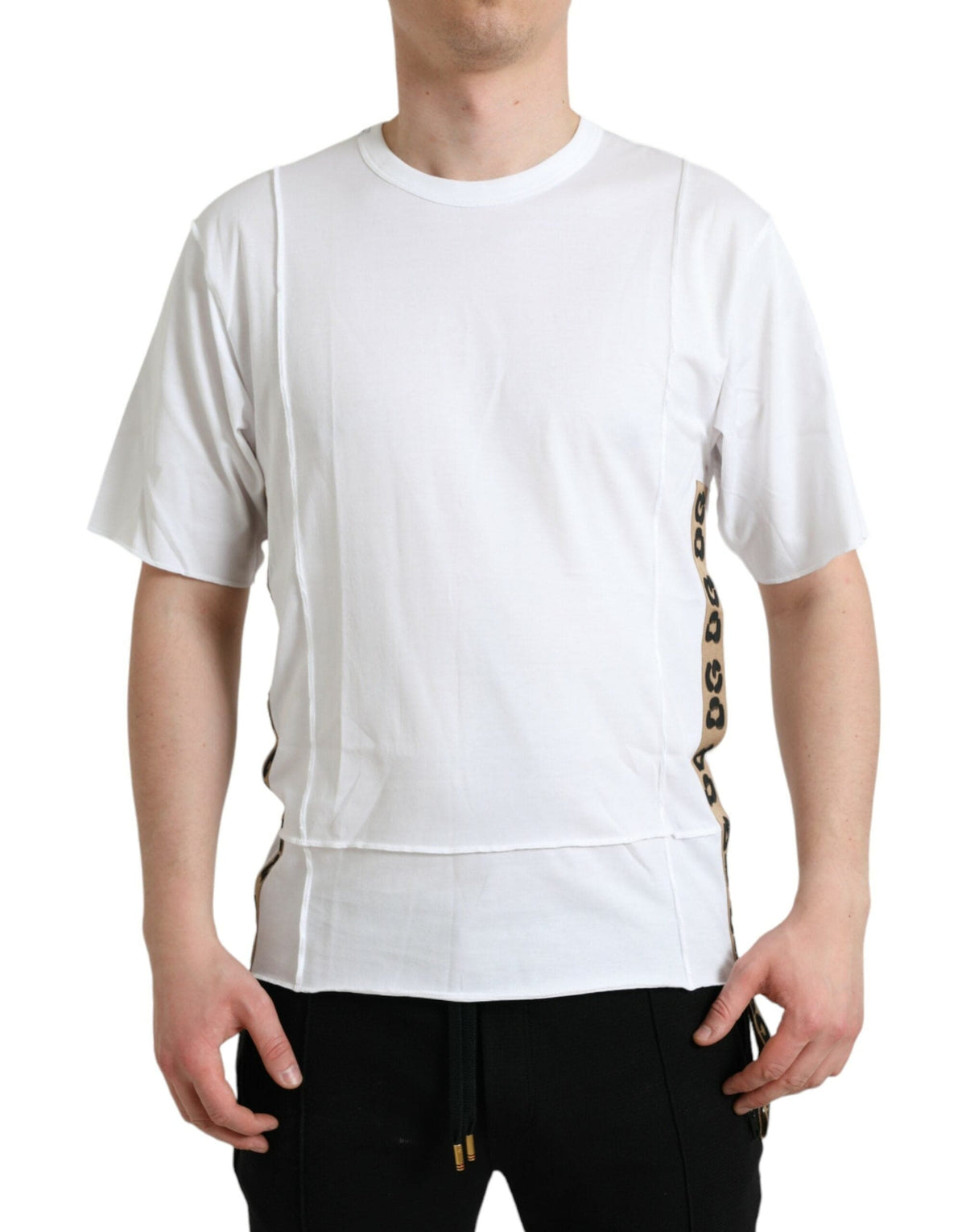 T-shirt ras du cou à manches courtes et logo blanc Dolce &amp; Gabbana