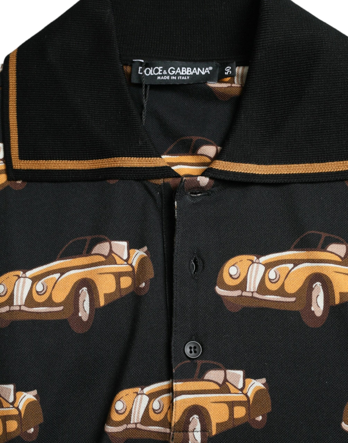 Camiseta polo de manga corta con estampado de coches negros de Dolce &amp; Gabbana