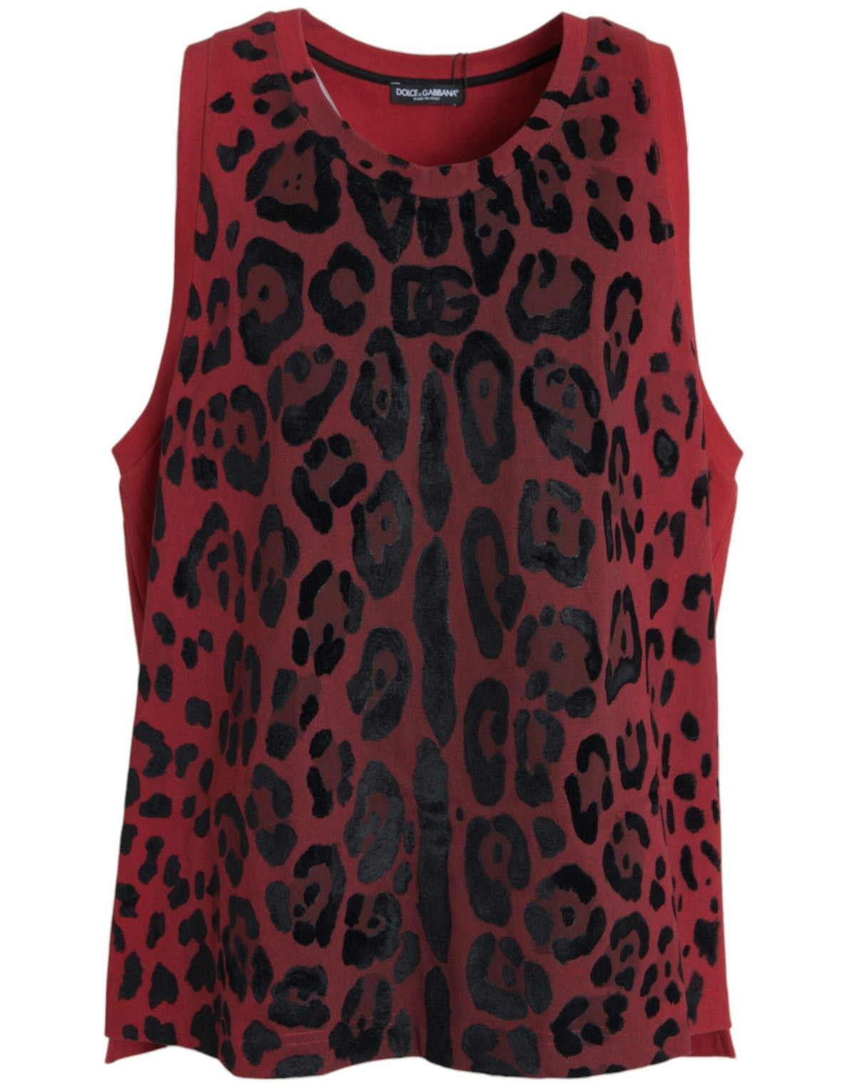 Camiseta sin mangas con estampado de leopardo rojo de Dolce &amp; Gabbana