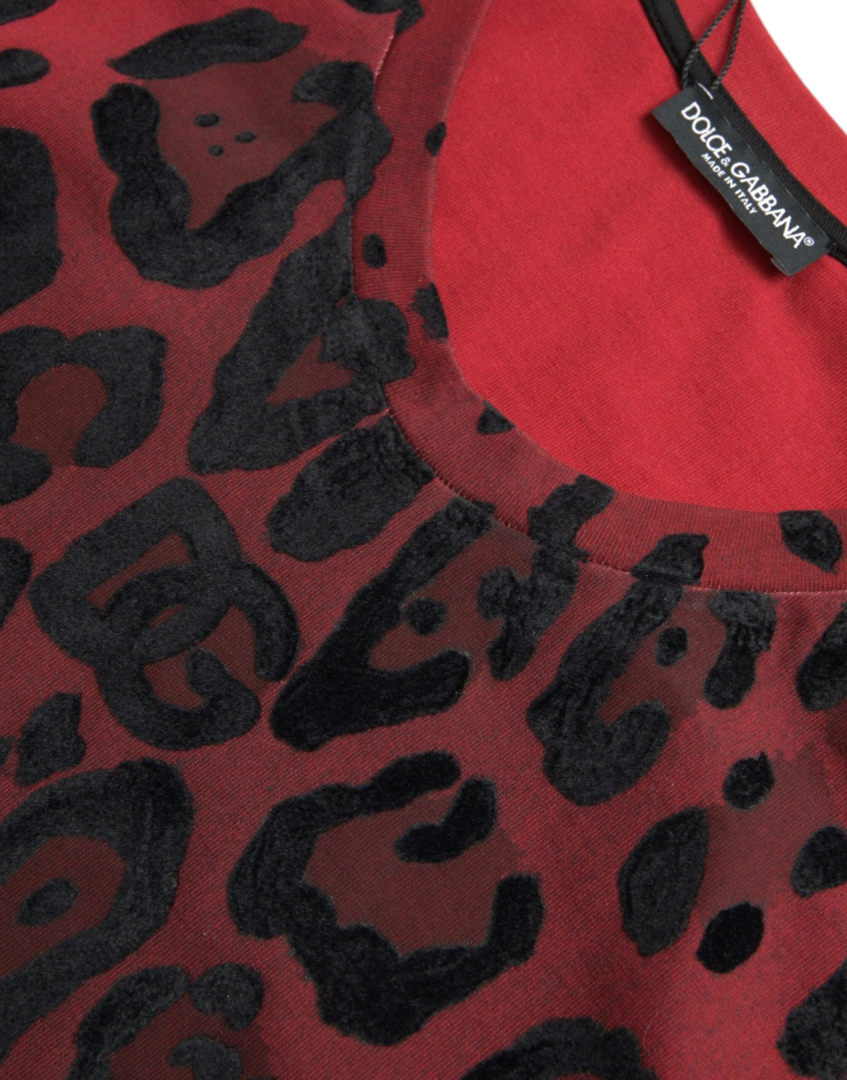 Camiseta sin mangas con estampado de leopardo rojo de Dolce &amp; Gabbana