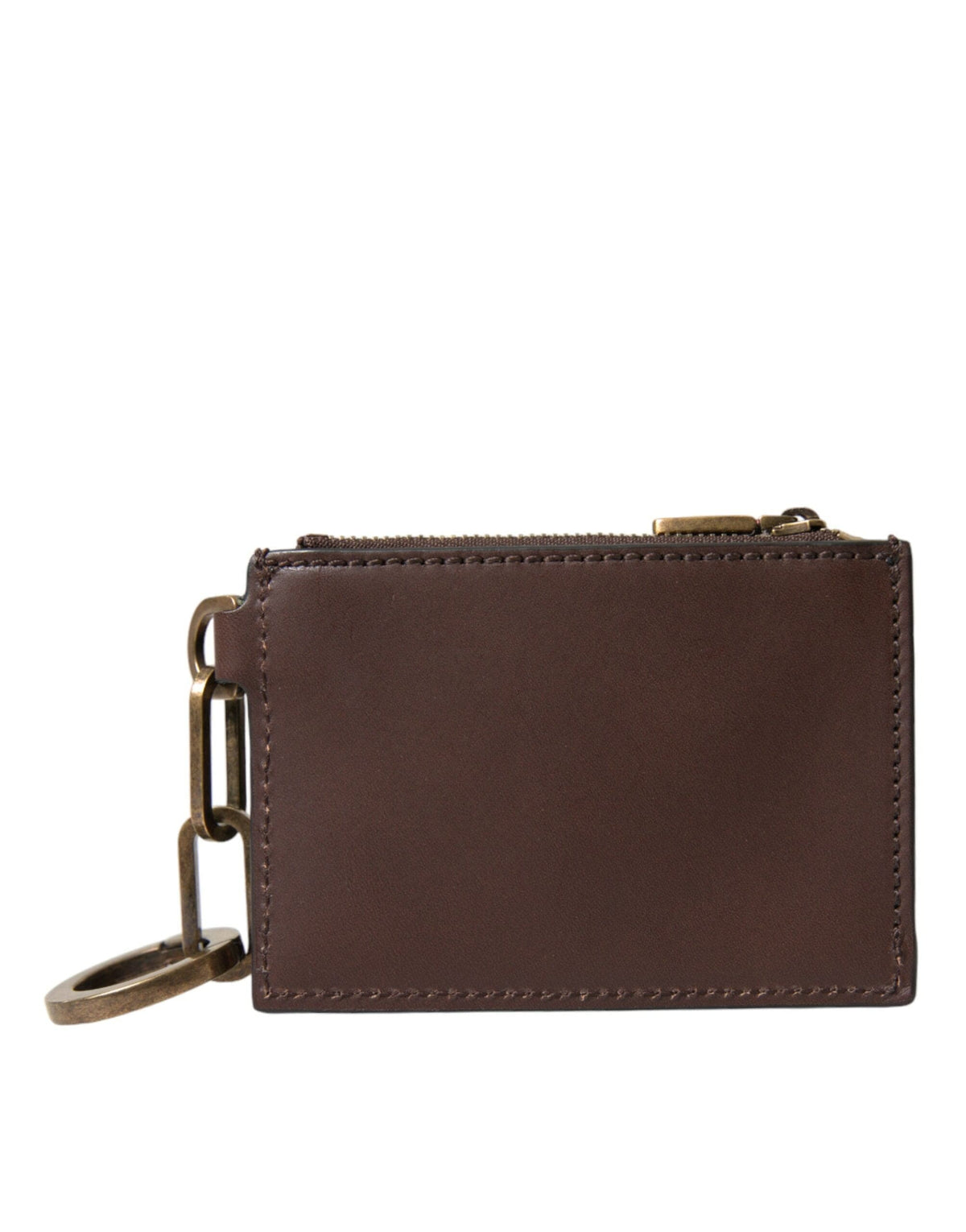 Porte-clés porte-monnaie porte-clés porte-monnaie zippé en cuir marron Dolce &amp; Gabbana