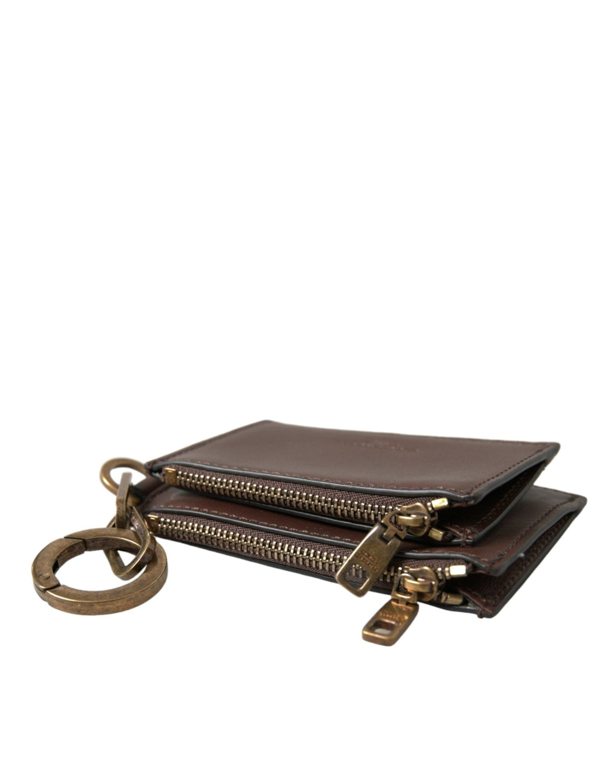 Porte-clés porte-monnaie porte-clés porte-monnaie zippé en cuir marron Dolce &amp; Gabbana