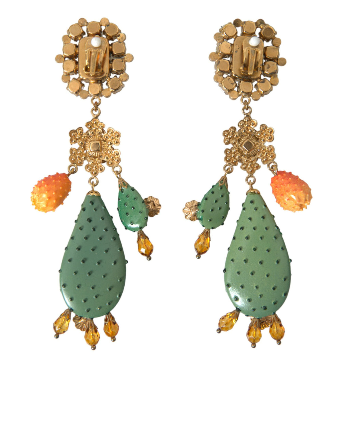 Boucles d'oreilles pendantes à clip en cristal de cactus vert Dolce &amp; Gabbana