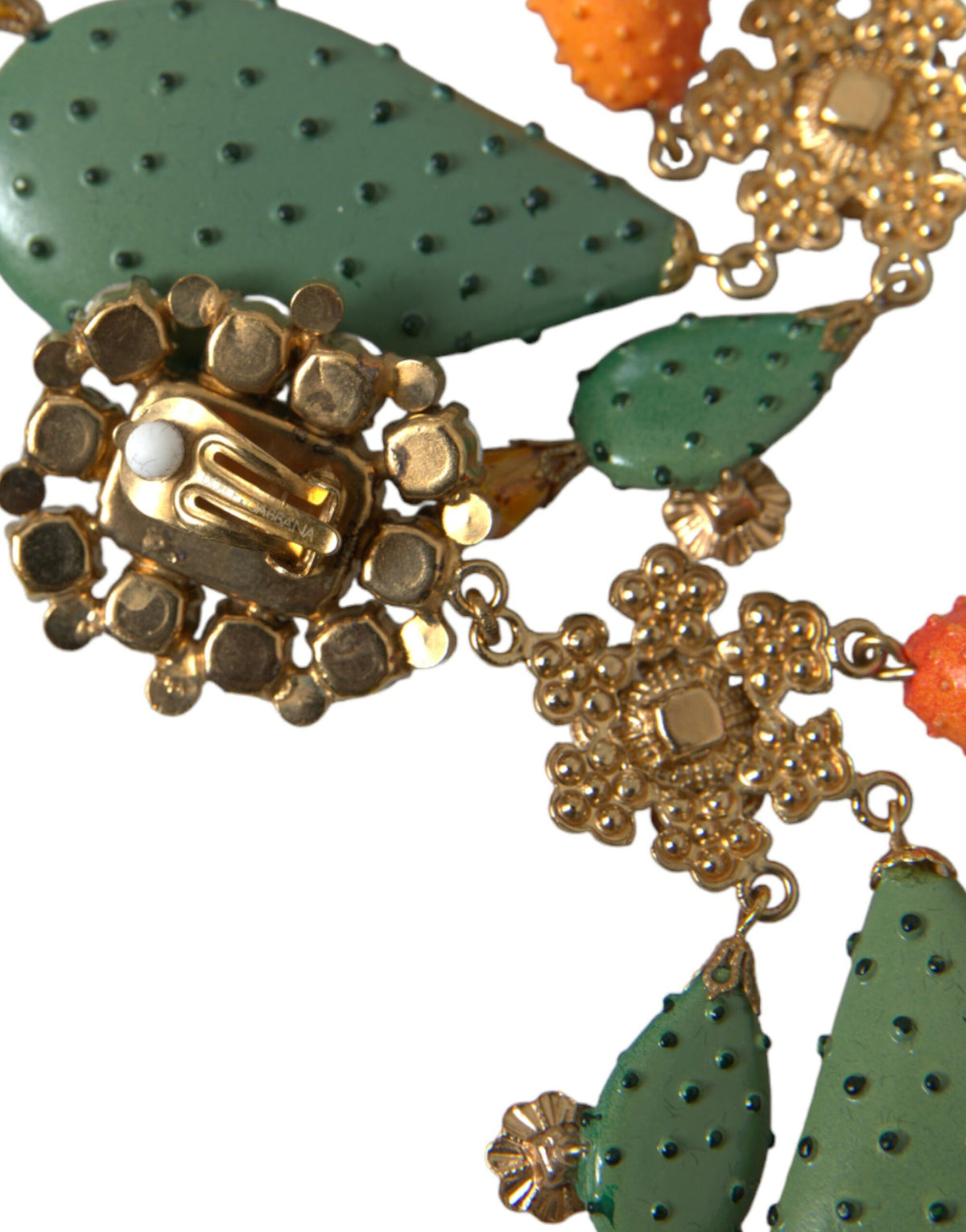 Pendientes colgantes con clip de cristal de cactus verde de Dolce &amp; Gabbana