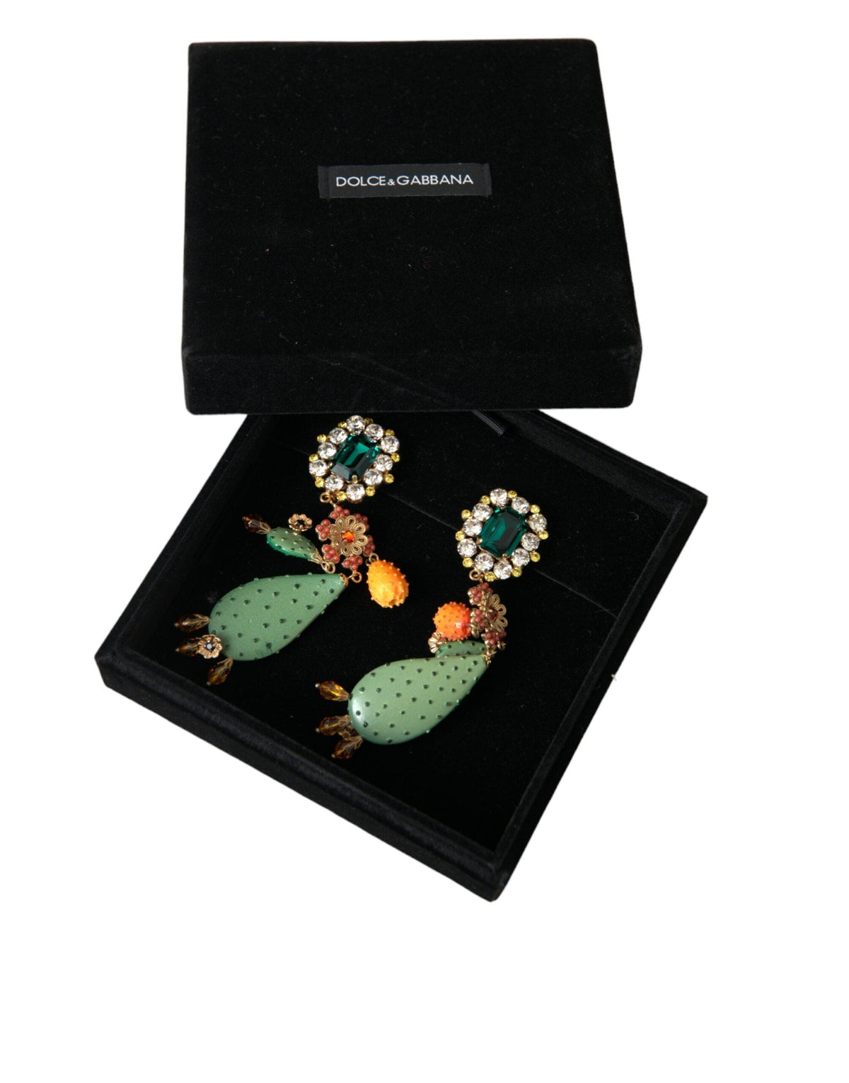 Boucles d'oreilles pendantes à clip en cristal de cactus vert Dolce &amp; Gabbana